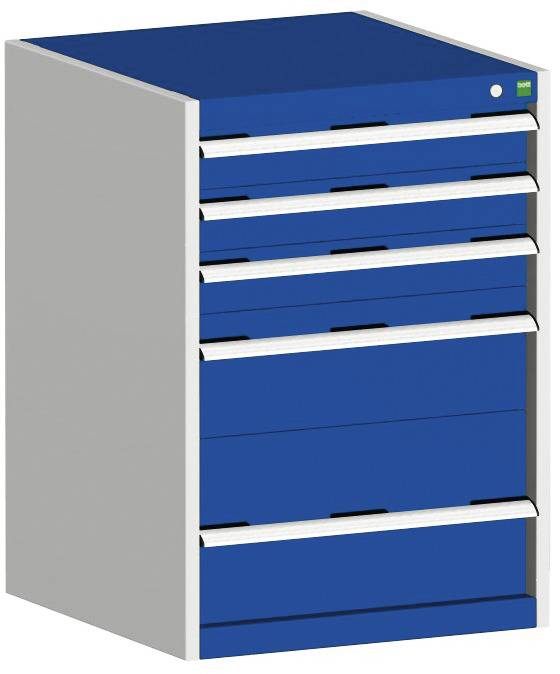 Schubladenschrank,HxBxT 900x650x650mm,5 Schublade(n),Normallastauszug,5-Stift-Wechselkern,Korpus RAL7035,Front RAL5010-4