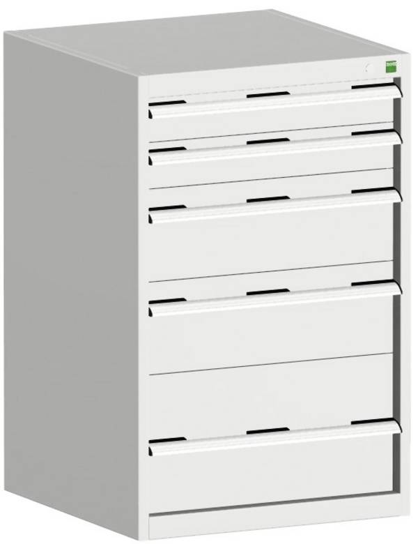 Schubladenschrank,HxBxT 1000x650x650mm,5 Schublade(n),Normallastauszug,5-Stift-Wechselkern,Korpus RAL7035,Front RAL7035