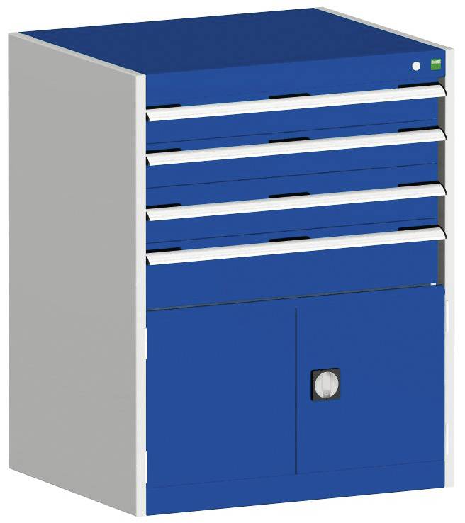 Schubladenschrank,HxBxT 1000x800x650mm,4 Schublade(n),Normallastauszug,5-Stift-Wechselkern,Korpus RAL7035,Front RAL5010-4