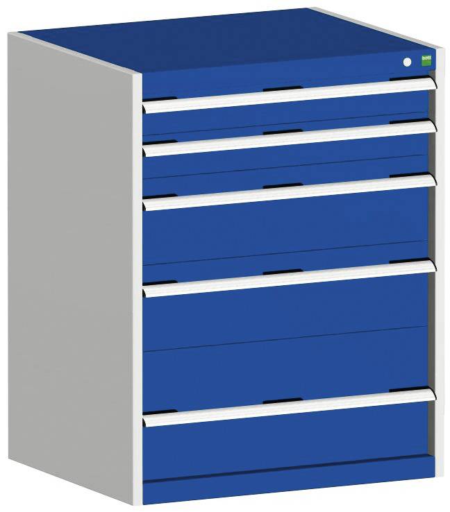 Schubladenschrank,HxBxT 1000x800x650mm,5 Schublade(n),Schwerlastauszug,5-Stift-Wechselkern,Korpus RAL7035,Front RAL5010-4