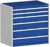 Schubladenschrank,HxBxT 1000x1050x650mm,6 Schublade(n),Normallastauszug,5-Stift-Wechselkern,Korpus RAL7035,Front RAL5010
