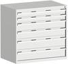 Schubladenschrank,HxBxT 1000x1050x650mm,6 Schublade(n),Normallastauszug,5-Stift-Wechselkern,Korpus RAL7035,Front RAL7035