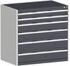 Schubladenschrank,HxBxT 1000x1050x650mm,6 Schublade(n),Normallastauszug,5-Stift-Wechselkern,Korpus RAL7035,Front RAL7016