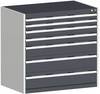 Schubladenschrank,HxBxT 1000x1050x650mm,7 Schublade(n),Normallastauszug,5-Stift-Wechselkern,Korpus RAL7035,Front RAL7016