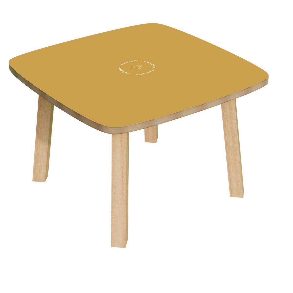 Beistelltisch,HxBxT 400x600x600mm,4-Fuß natur,Vierkantrohr,Platte gelb-0