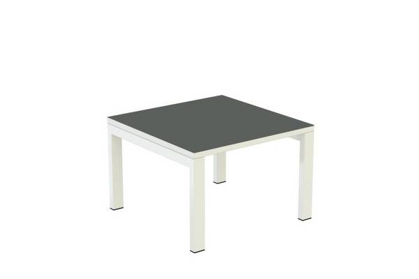 Beistelltisch,HxBxT 400x600x600mm,quadratisch,4-Fuß weiß,Vierkantrohr,Platte anthrazit