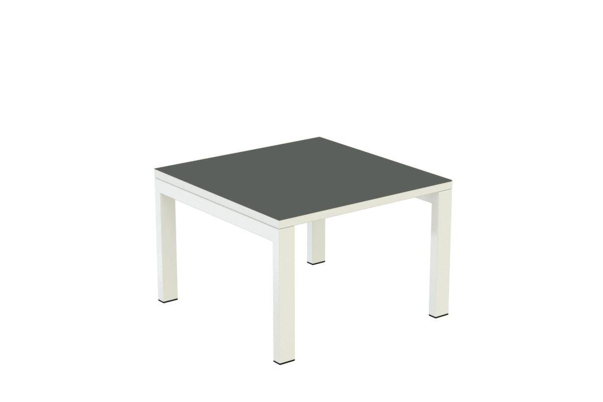 Beistelltisch,HxBxT 400x600x600mm,quadratisch,4-Fuß weiß,Vierkantrohr,Platte anthrazit-0