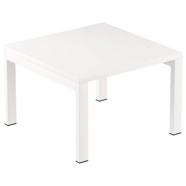 Beistelltisch,HxBxT 400x600x600mm,quadratisch,4-Fuß weiß,Vierkantrohr,Platte weiß