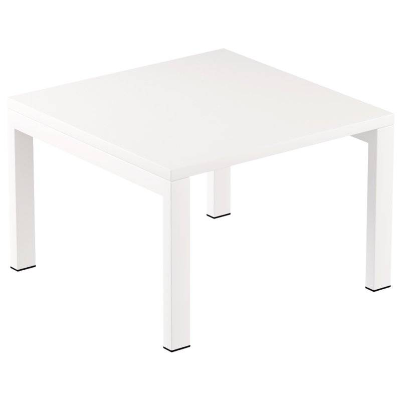 Beistelltisch,HxBxT 400x600x600mm,quadratisch,4-Fuß weiß,Vierkantrohr,Platte weiß-0