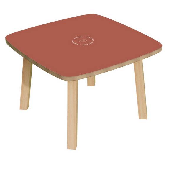 Beistelltisch,HxBxT 400x600x600mm,4-Fuß natur,Vierkantrohr,Platte rot