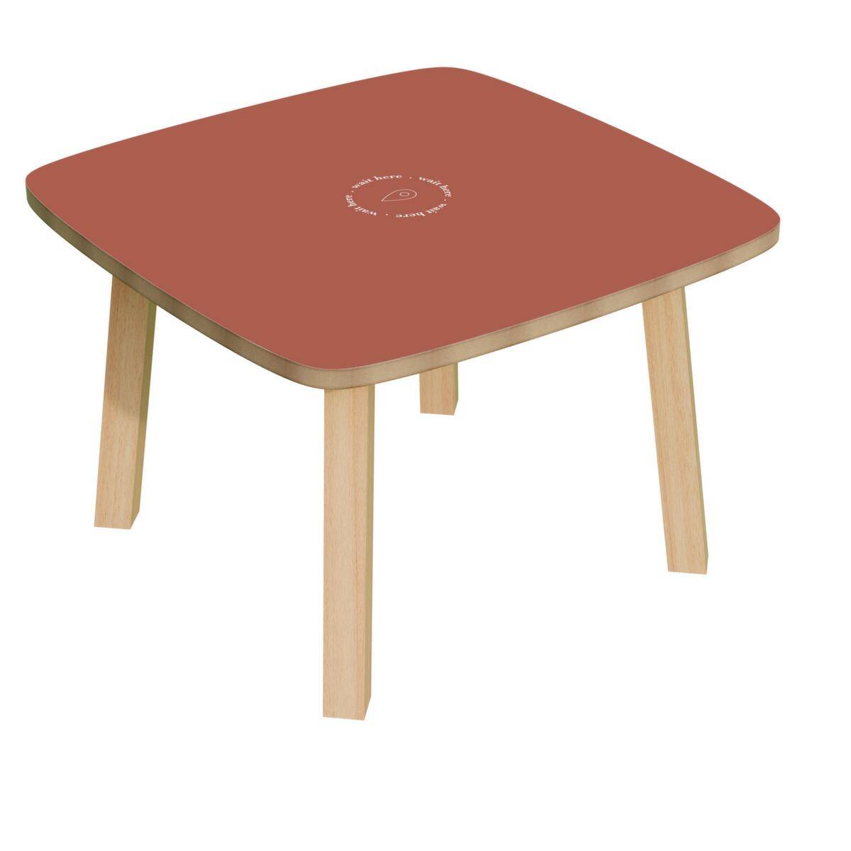 Beistelltisch,HxBxT 400x600x600mm,4-Fuß natur,Vierkantrohr,Platte rot-0