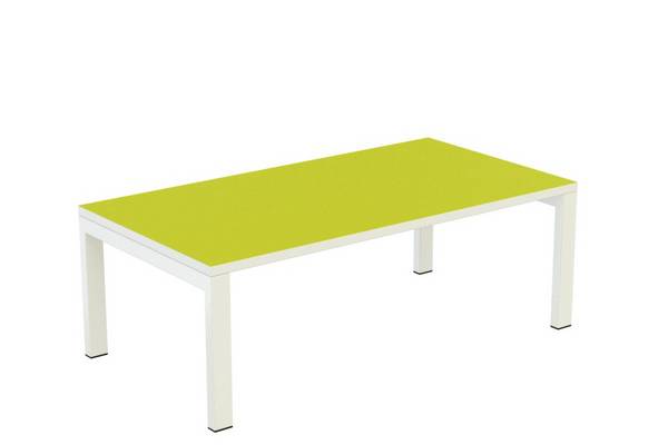 Beistelltisch,HxBxT 400x1140x600mm,rechteckig,4-Fuß weiß,Vierkantrohr,Platte grün