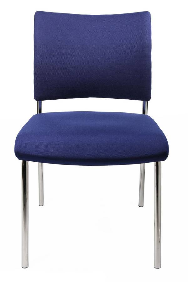 Besucherstuhl,4-Fuß Rundrohr verchromt,Sitz Stoff blau,ergonomisch gewölbte Rückenlehne,Rücken Stoff blau