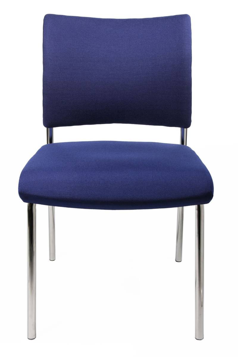 Besucherstuhl,4-Fuß Rundrohr verchromt,Sitz Stoff blau,ergonomisch gewölbte Rückenlehne,Rücken Stoff blau-0
