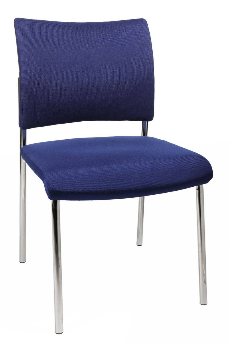 Besucherstuhl,4-Fuß Rundrohr verchromt,Sitz Stoff blau,ergonomisch gewölbte Rückenlehne,Rücken Stoff blau-1