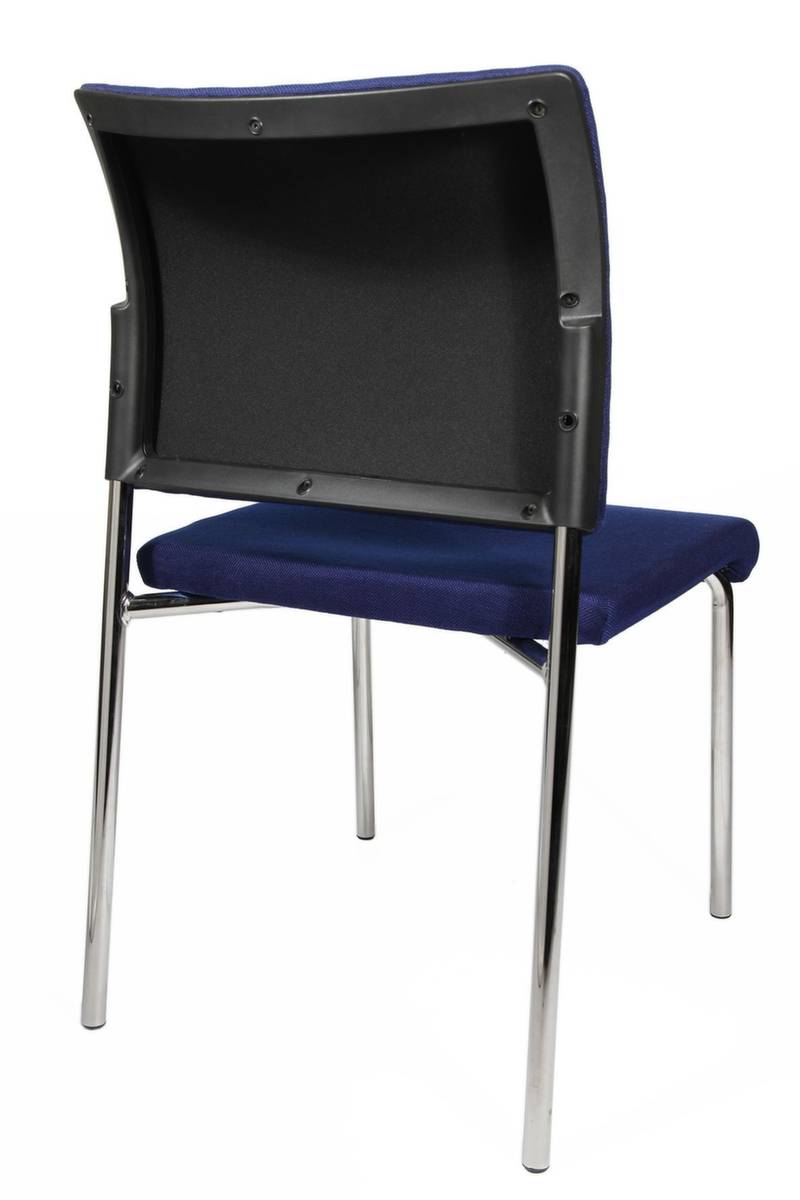 Besucherstuhl,4-Fuß Rundrohr verchromt,Sitz Stoff blau,ergonomisch gewölbte Rückenlehne,Rücken Stoff blau-2