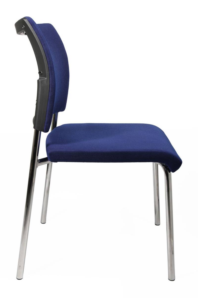 Besucherstuhl,4-Fuß Rundrohr verchromt,Sitz Stoff blau,ergonomisch gewölbte Rückenlehne,Rücken Stoff blau-3