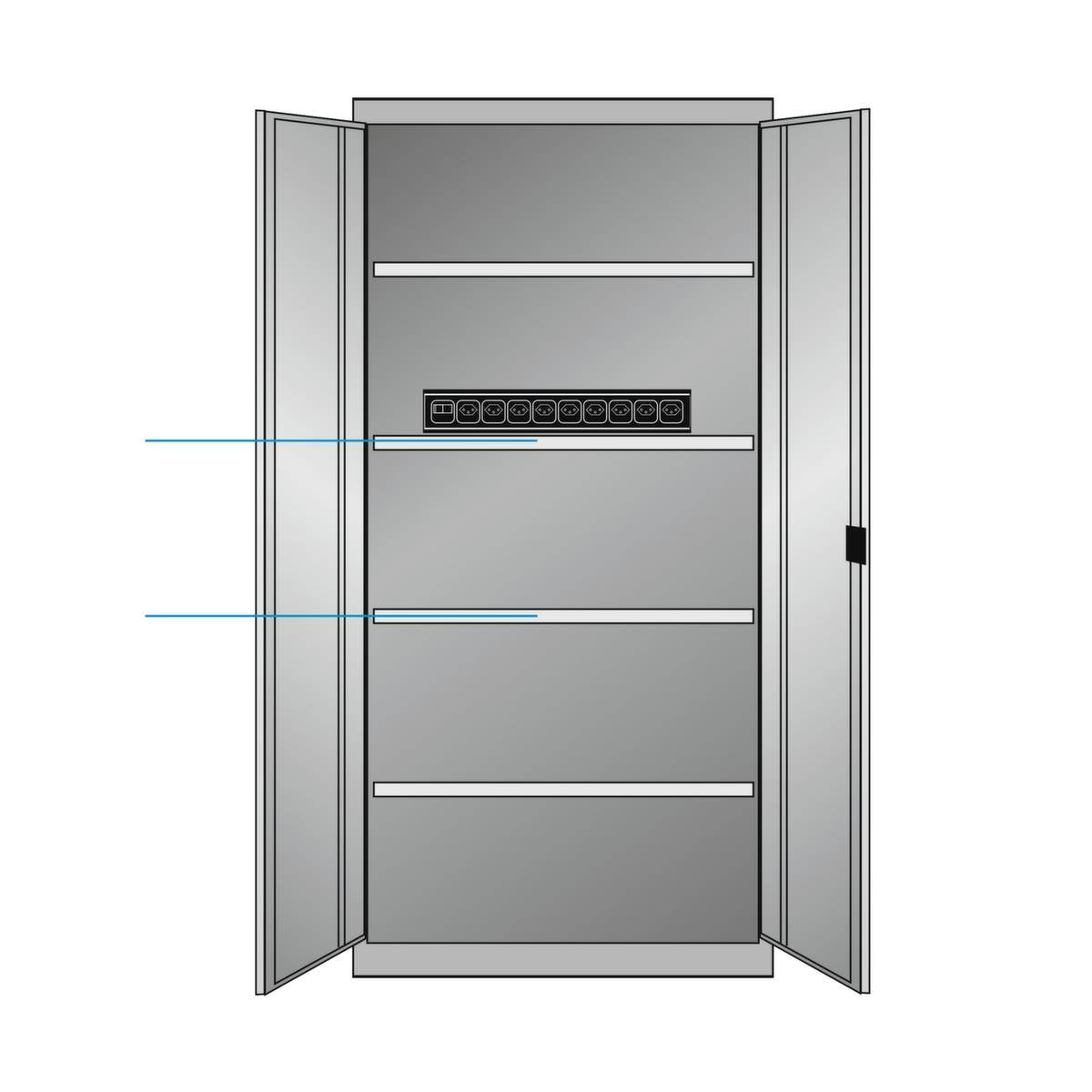 Elektro-Flügeltürenschrank,HxBxT 1950x1000x580mm,Elektromodul,8 Steckdosen,Überstromschutz,Endschalter,Stecker CH-1
