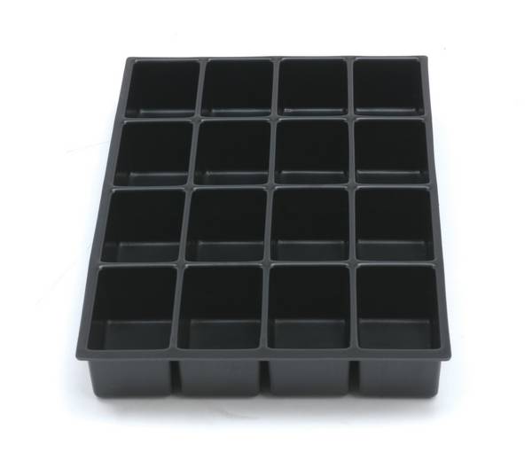 Schubladeneinsatzset,16 Fächer,f. Front H 51mm,BxT 232x365mm,Kunststoff,schwarz