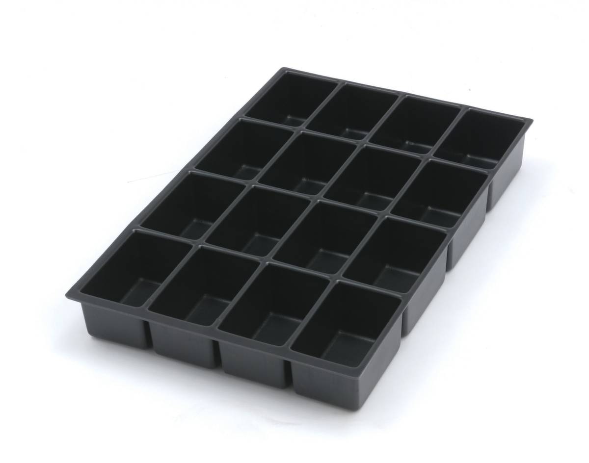 Schubladeneinsatzset,16 Fächer,f. Front H 51mm,BxT 232x365mm,Kunststoff,schwarz-1