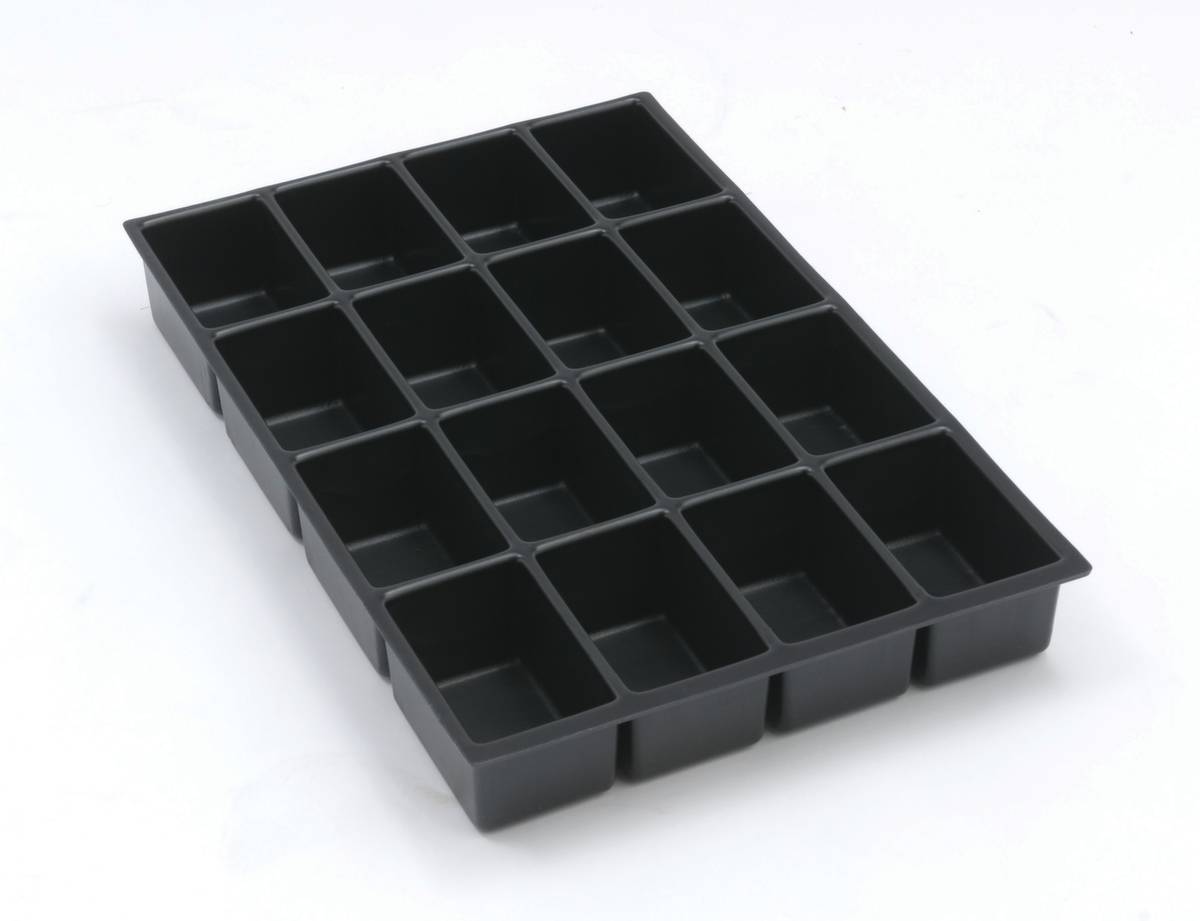 Schubladeneinsatzset,16 Fächer,f. Front H 51mm,BxT 232x365mm,Kunststoff,schwarz-2