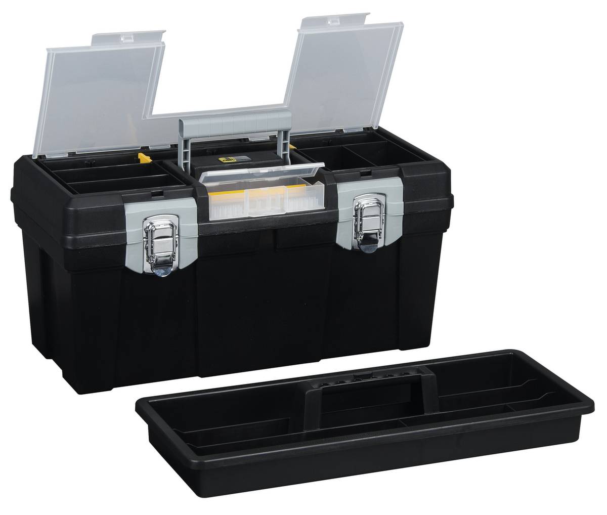 Werkzeugkasten,HxBxT 250x510x240mm,Sortimentskästen,Bitbox,Fächer,Tragekasten,PP,schwarz-0