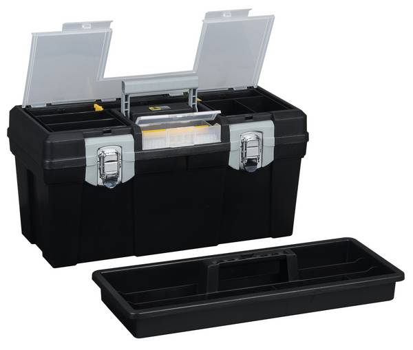 Werkzeugkasten,HxBxT 250x510x240mm,Sortimentskästen,Bitbox,Fächer,Tragekasten,PP,schwarz