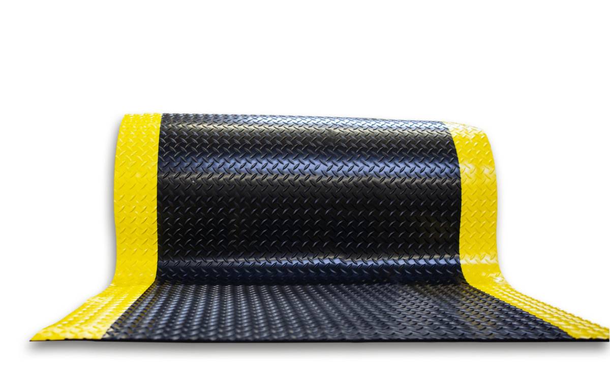 Arbeitsplatz-Bodenbelag,Meterware,B 1200mm,PVC,Rauten-Profil,fördert Entlastung von Rücken und Beinen-0