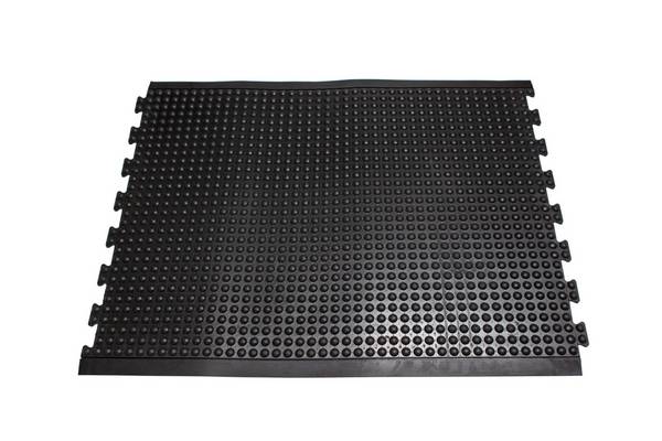 Arbeitsplatz-Bodenbelag,Stecksystem,HxLxB 13x1200x900mm,Kautschuk,genoppt,fördert Entlastung von Rücken und Beinen