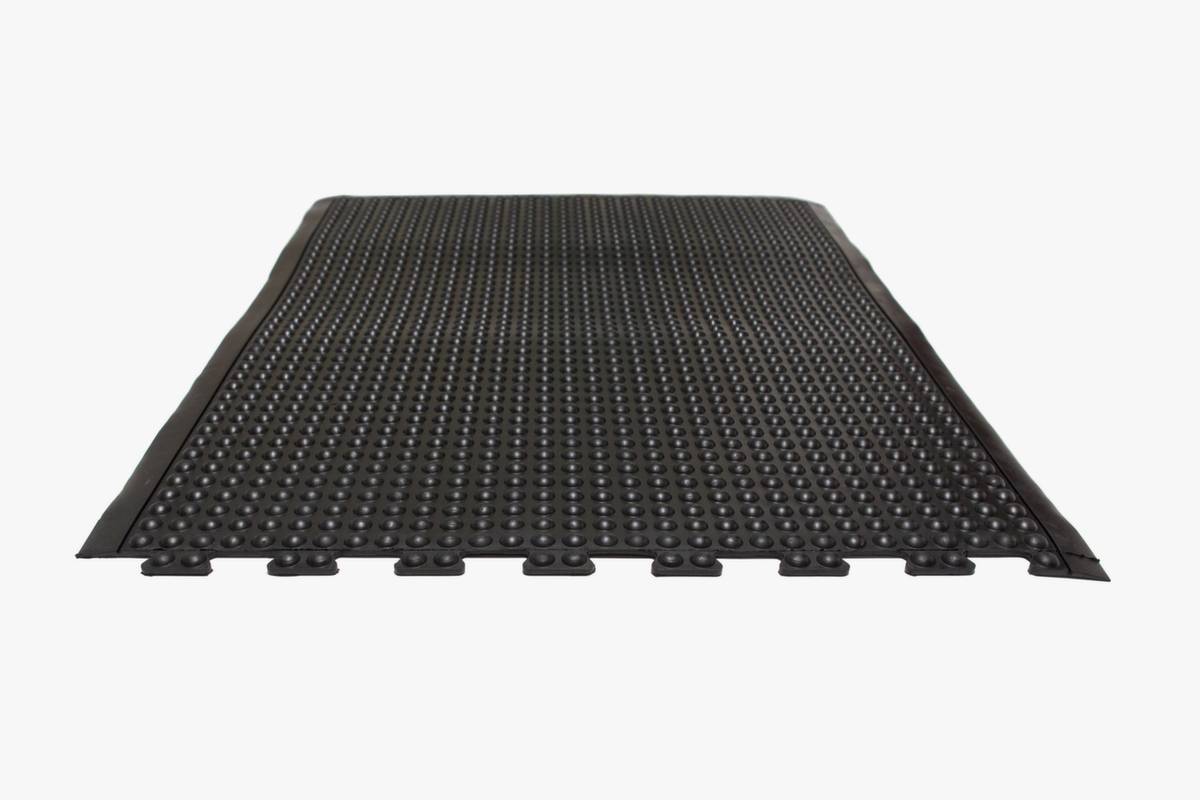 Arbeitsplatz-Bodenbelag,Stecksystem,HxLxB 13x1200x900mm,Kautschuk,genoppt,fördert Entlastung von Rücken und Beinen-0
