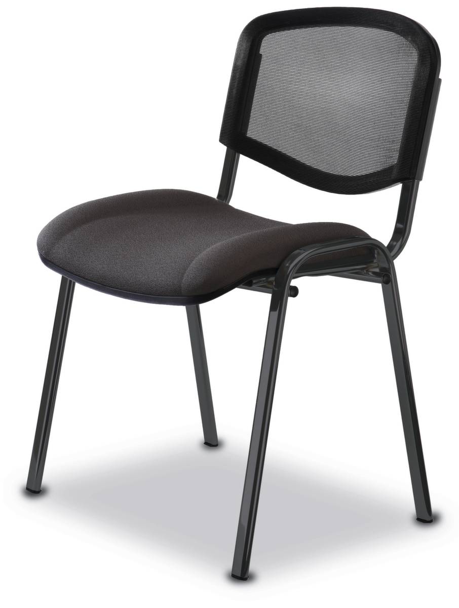 Besucherstuhl,4-Fuß Ovalrohr schwarz,Sitz Stoff dunkelgrau,Netzrücken schwarz,Rückenform gerade-0
