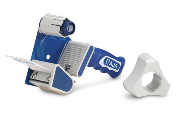 Sicherheits-Handabroller,f. Band B 75mm,76 Kern,Abroller Metall/Kunststoff,blau/weiß