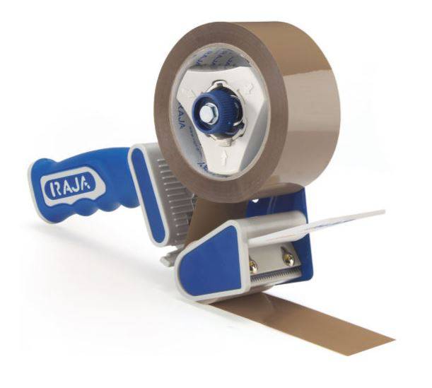 Sicherheits-Handabroller,f. Band B 75mm,76 Kern,Abroller Metall/Kunststoff,blau/weiß-1