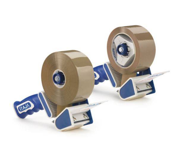 Sicherheits-Handabroller,f. Band B 75mm,76 Kern,Abroller Metall/Kunststoff,blau/weiß-2