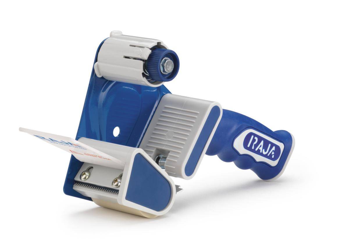 Sicherheits-Handabroller,f. Band B 50mm,38-76 Kern,Abroller Metall/Kunststoff,blau/weiß-1