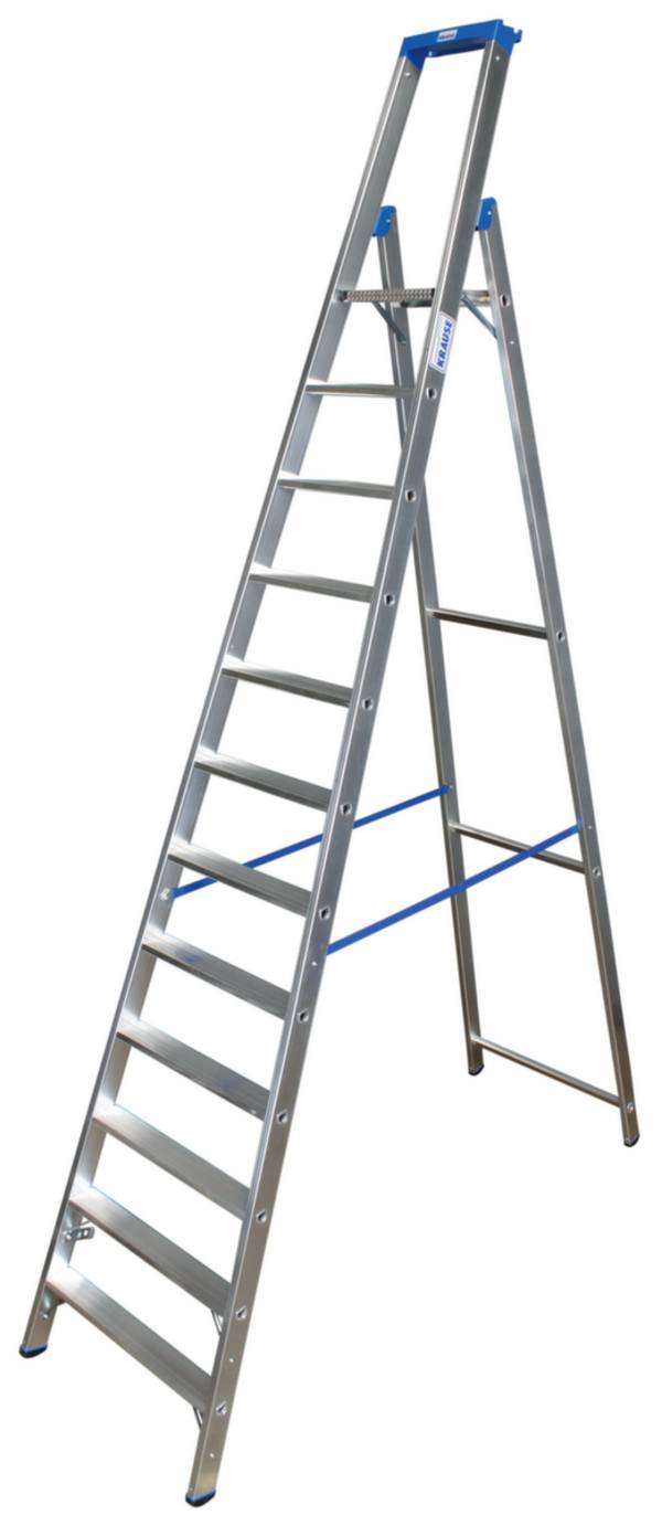 Stehleiter,einseitig,12 Stufe(n),Stand H 2,8m,Holm L 3,7m,Alu