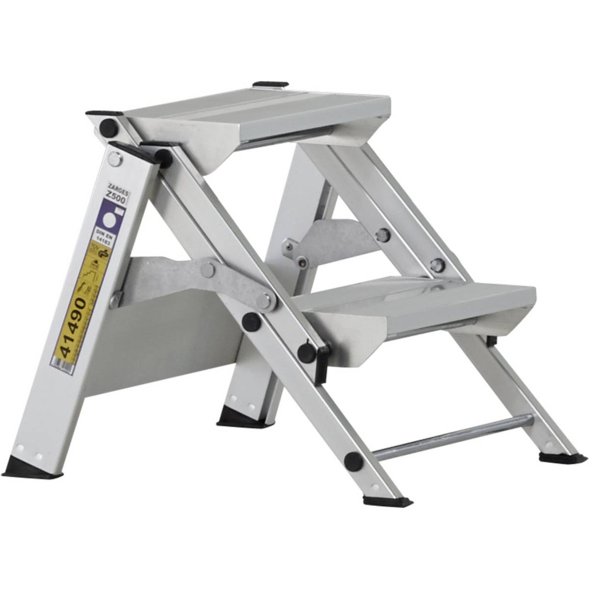 Sicherheitstreppe,einseitig,2 Stufen,Stand H 0,44m,Leichtmetall-0