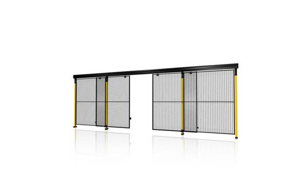 Türanbaupaket Doppelschiebetür,f. Maschinen-Schutzgitter,ohne Bodenstützen,HxB 2300x5900mm,Maschenweite 30x50mm,Stahl