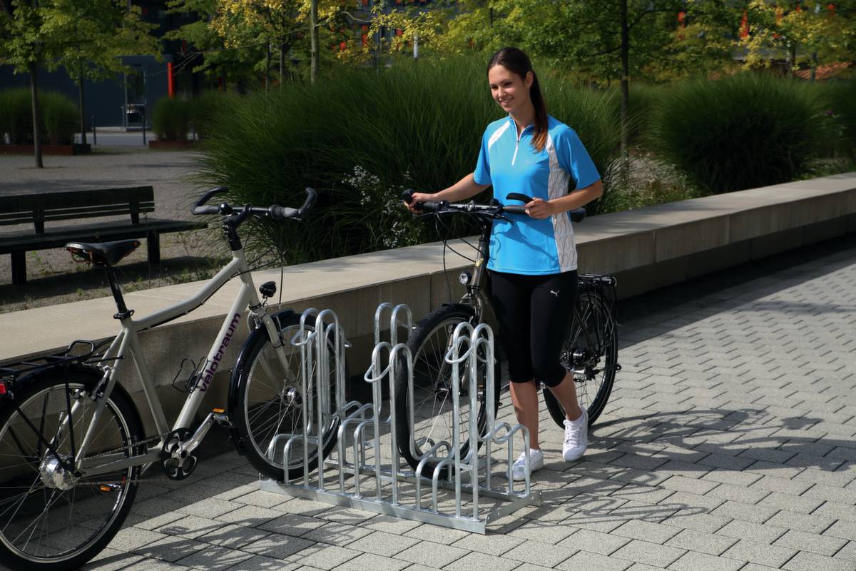 Fahrradständer,L 1050mm,2x3 Einstellplätze,Nutzung beidseitig,verzinkt,verschraubt-1