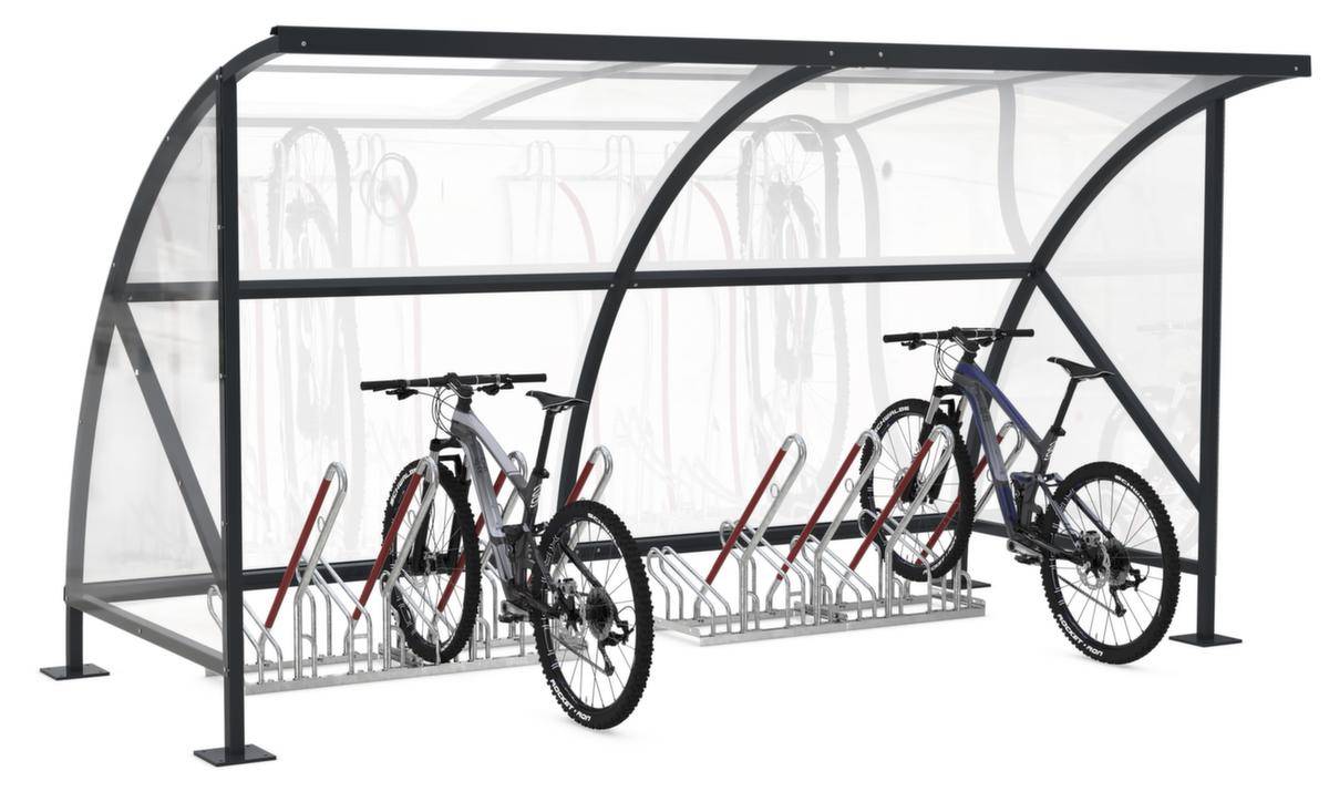 Fahrradüberdachung,HxBxT 2290x4130x2180mm,Dach Polycarbonat,Gestell RAL5010-1