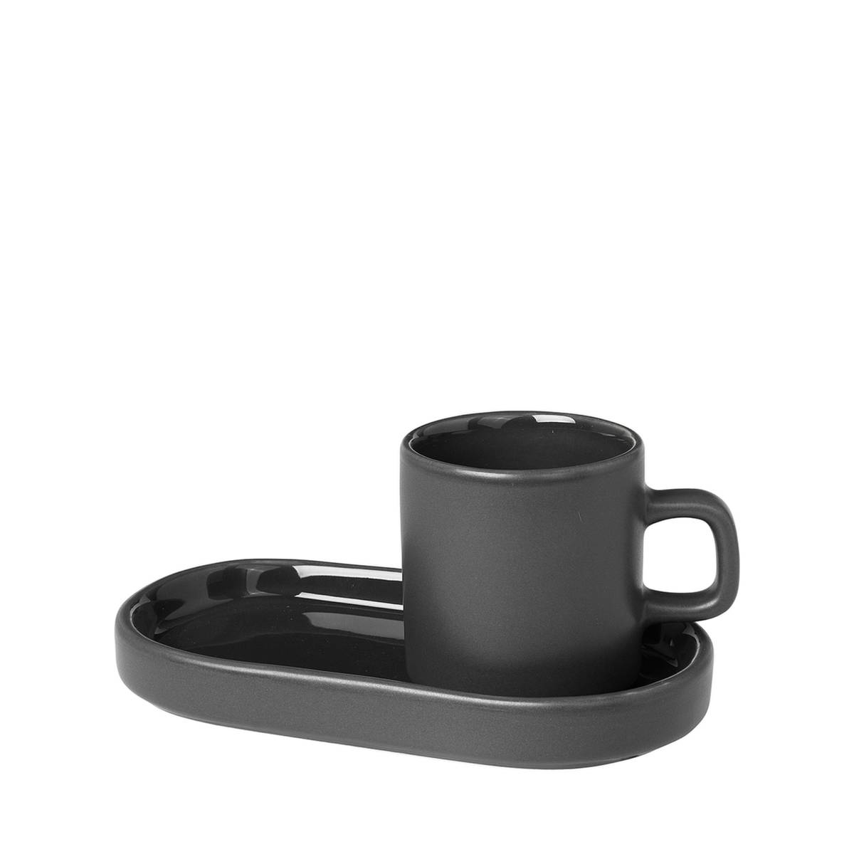 Espressotassen-Set,2 Tassen,2 Ablagen,Keramik,dunkelgrün,50ml je Tasse-0