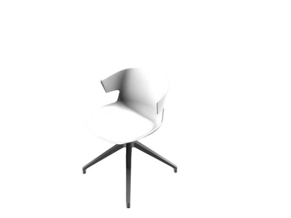 Besucherstuhl,Spinnengestell alu,Sitzschale PP weiß