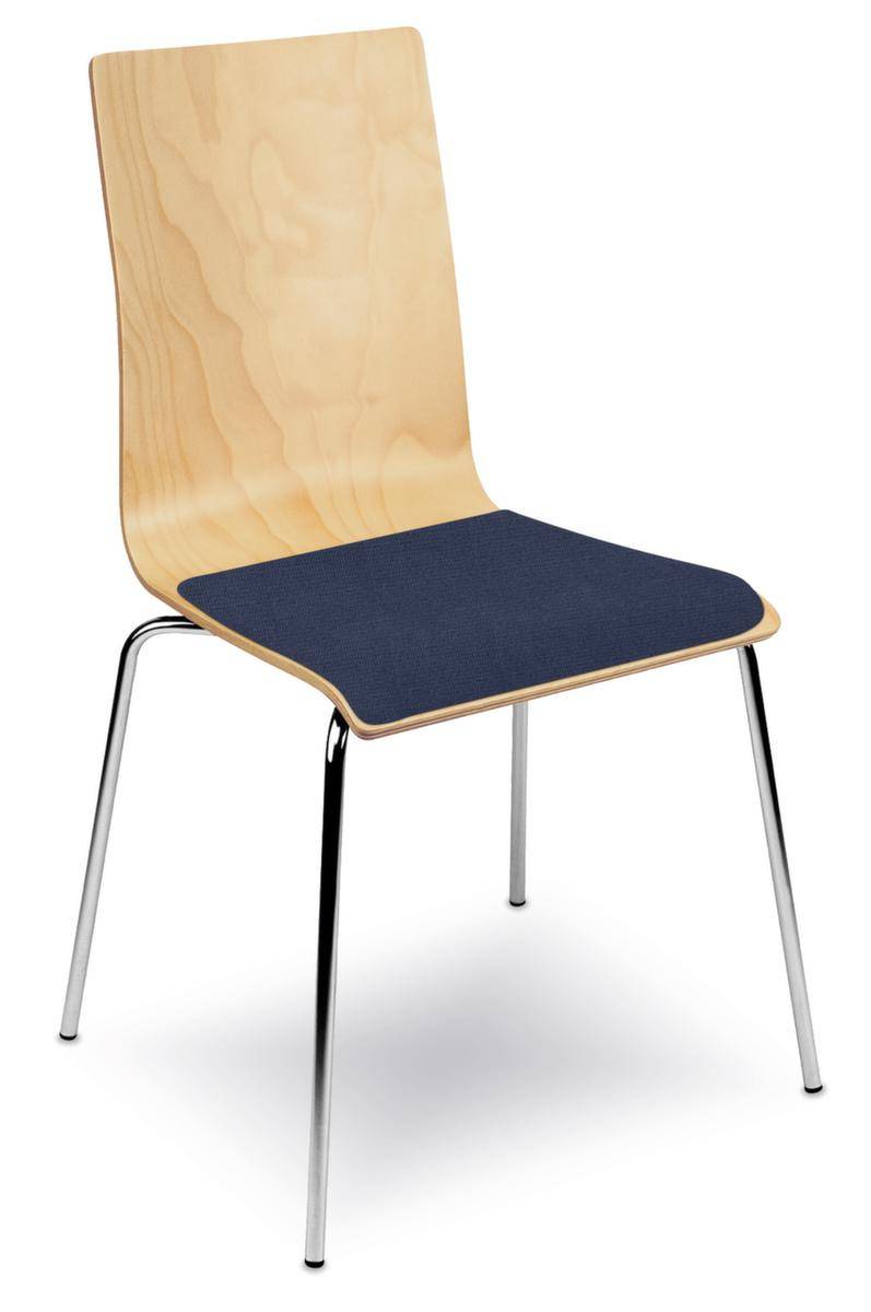 Holzschalenstuhl,4-Fuß Rundrohr verchromt,Sitz Buche,Sitzpolster,Sitz Stoff dunkelblau,Rückenform gerade-0
