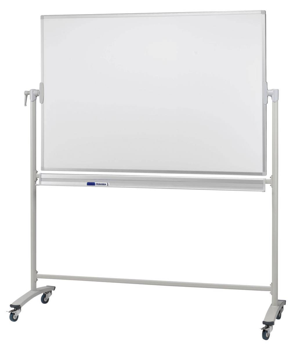 Mobiles Whiteboard,H 1950mm,Tafel HxB 1200x1800mm,lackiert,magnethaftend,Tafel weiß,2 Schreibflächen,Ablageleiste-0