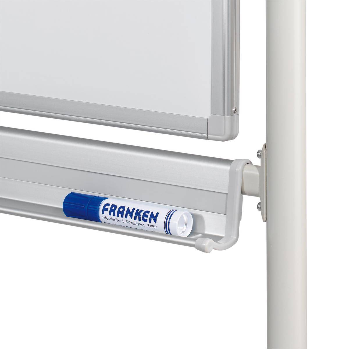 Mobiles Whiteboard,H 1950mm,Tafel HxB 1200x1800mm,lackiert,magnethaftend,Tafel weiß,2 Schreibflächen,Ablageleiste-3