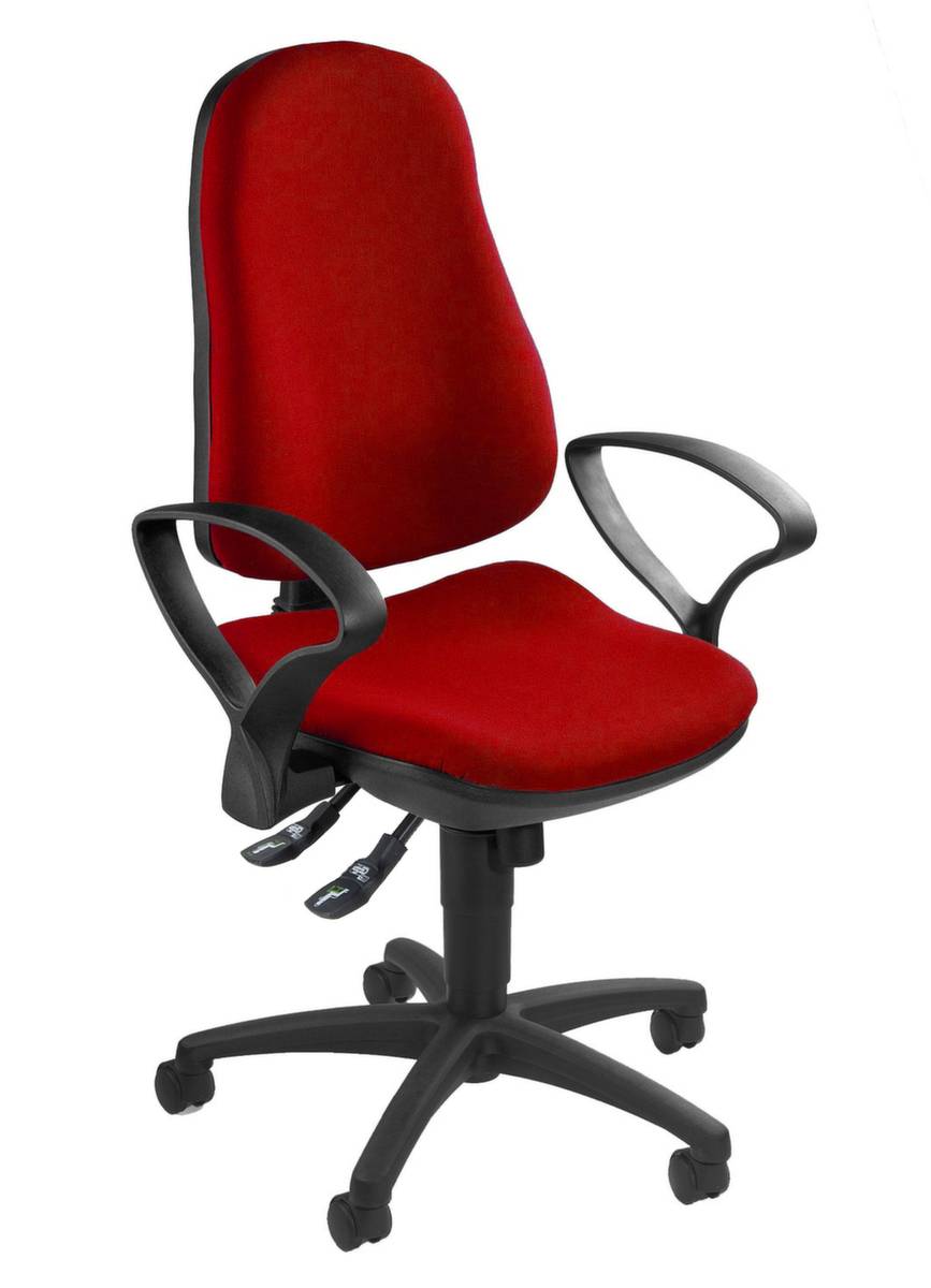 Bürodrehstuhl,Synchronmech.,Sitz Stoff rot,Sitz H 420-550mm,konturgeformte Rückenlehne,Rücken Stoff rot-0