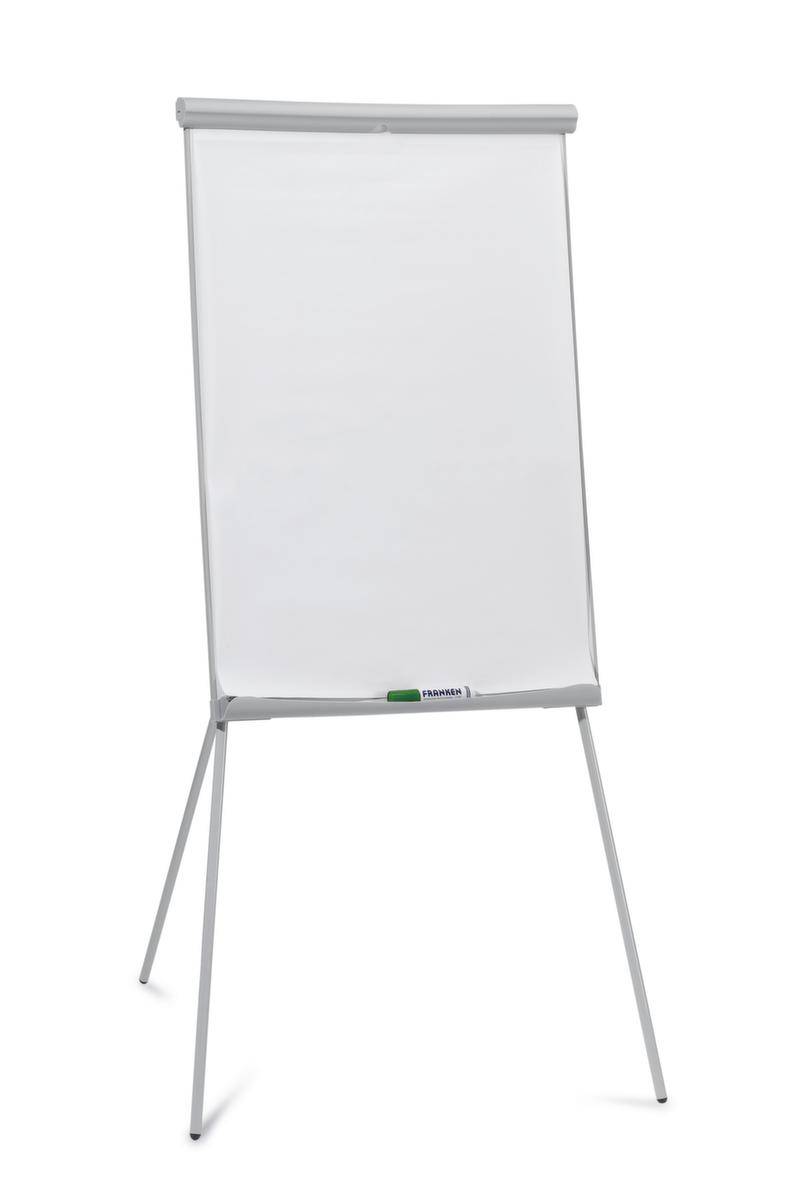Flipchart,H 1860mm,Tafel HxB 1000x700mm,magnethaftend,m. Ablageschale,Gestell hellgrau,3 Füße-0