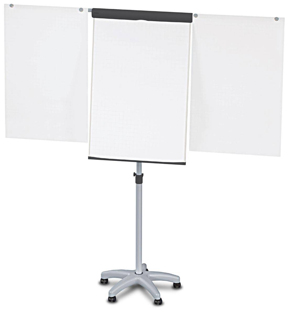 Flipchart,H 1780-1960mm,Tafel HxB 970x660mm,magnethaftend,m. 2 Papierhalter,Ablageschale,Gestell grau,5 Rollen-0