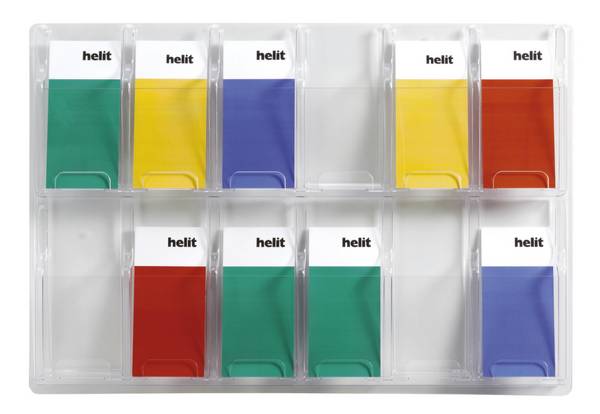 Wandprospekthalter,HxBxT 520x766x51mm,f. 12xDIN lang,Ablage(n) transparent,Gestell transparent
