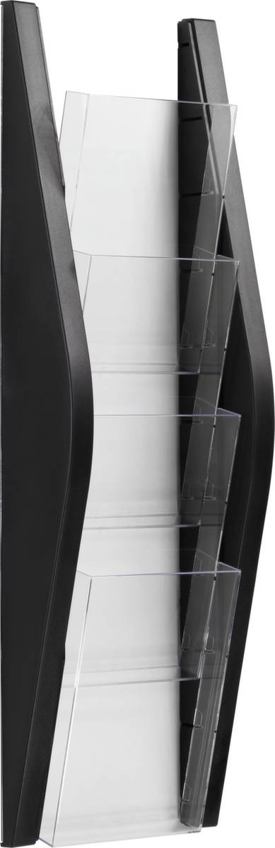 Wandprospekthalter,HxBxT 540x169x80mm,f. 4xDIN lang,Ablage(n) transparent,Gestell schwarz-0